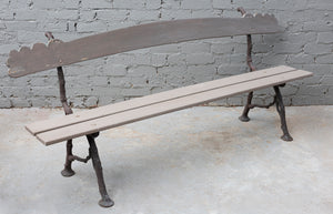 SOLD A very appealing fawn painted naturistically cast iron and wood garden seat, French 19th Century