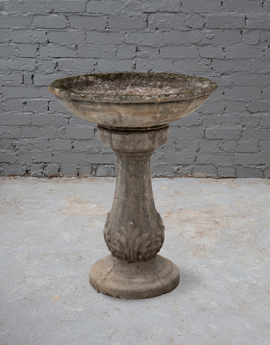 SOLD An impressive vintage concrete pedestal birdbath