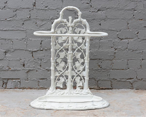 SOLD A white painted cast iron ivy pattern umbrella stand, French 19th Century