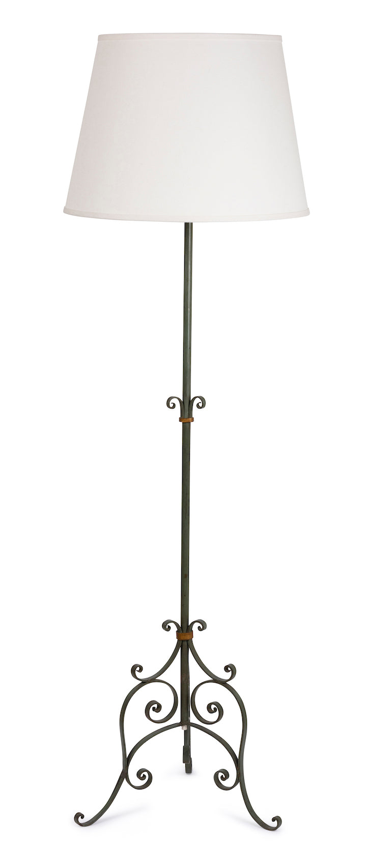 SOLD A pale green painted wrought iron floor lamp, French Circa 1950
