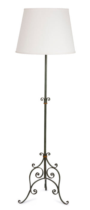 SOLD A pale green painted wrought iron floor lamp, French Circa 1950