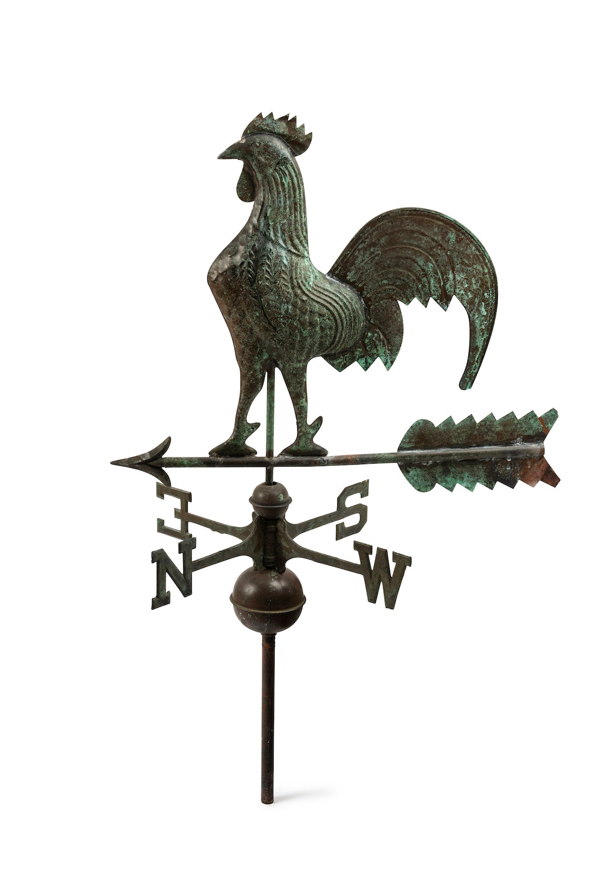SOLD An oxidised copper French vintage cockeral weather vane