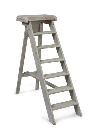 SOLD A white painted seven tread library ladder labelled B.N Paris