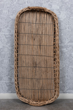 SOLD A rare vintage wicker shallow grape sorting basket, French Circa 1900 branded for Moet et Chandon
