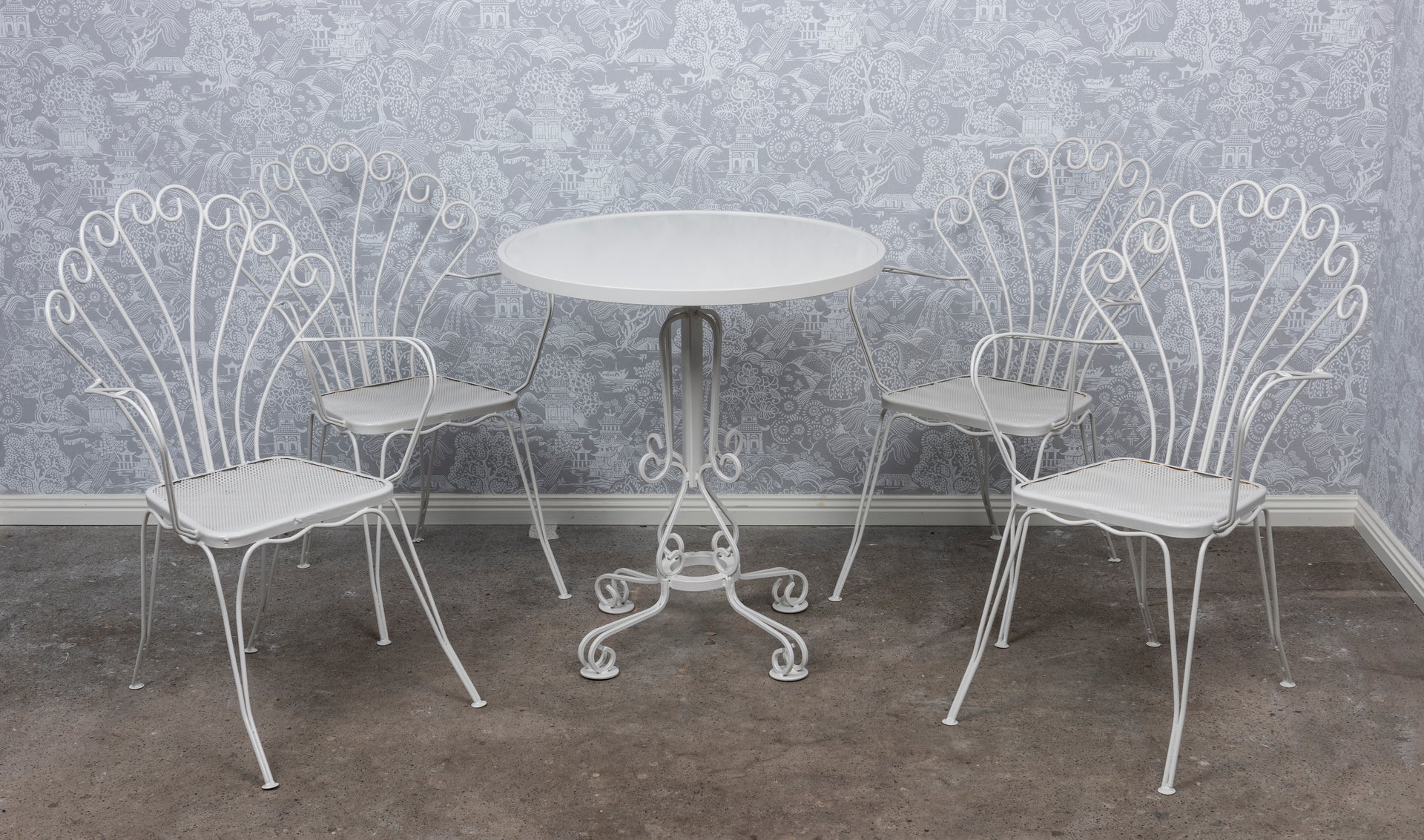 SOLD A very decorative white painted five-piece Garden suite, Italian Circa 1950