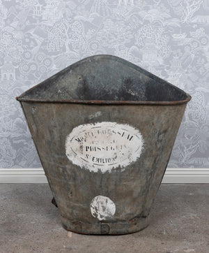 SOLD A painted metal grape harvesting hod, French 19th Century