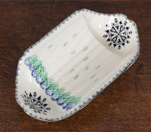 SOLD A transfer printed porcelain asparagus cradle, French Circa 1900