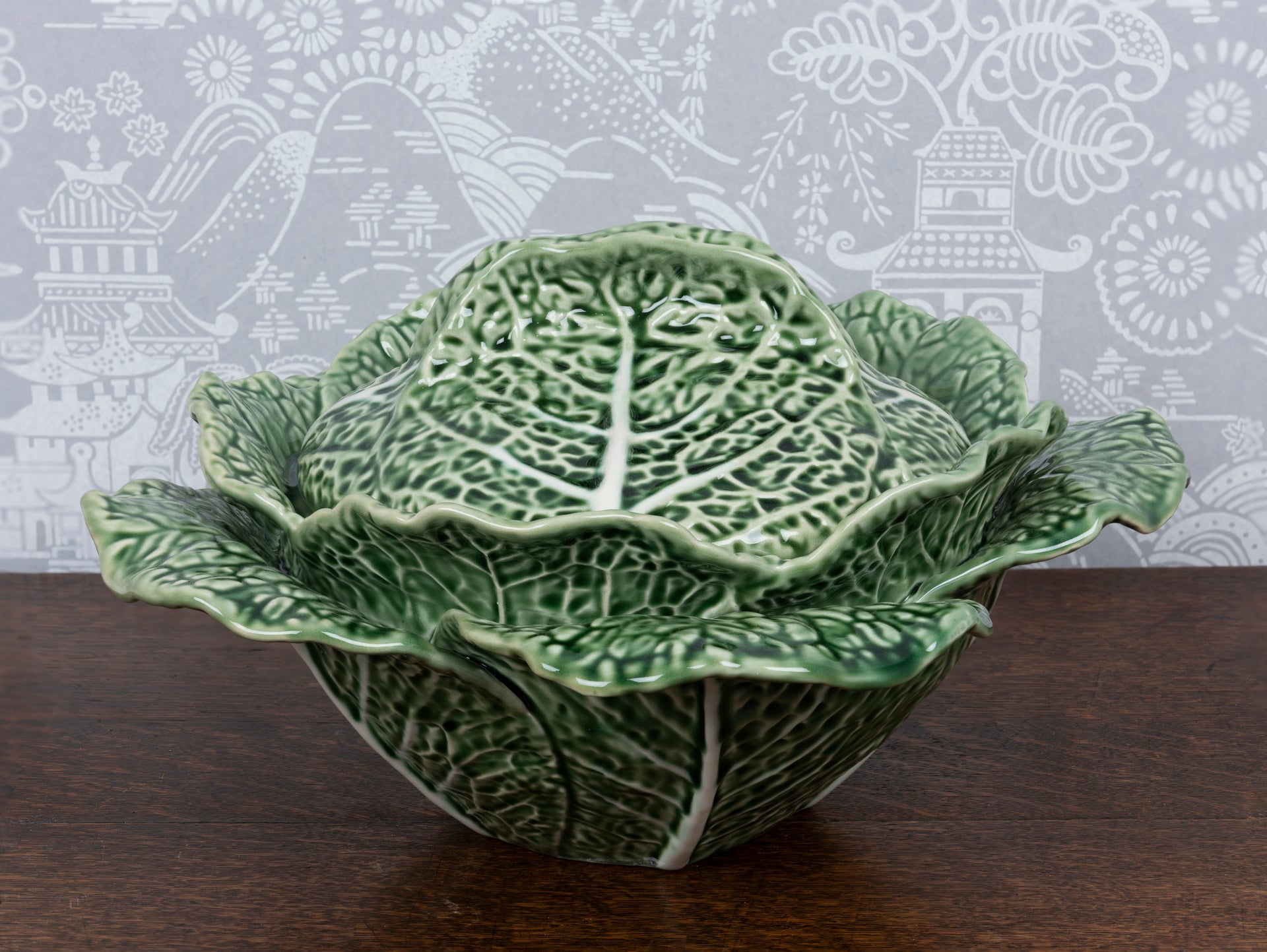 SOLD A large cabbage leaf tureen by Bordallo Pinheiro, Portugal