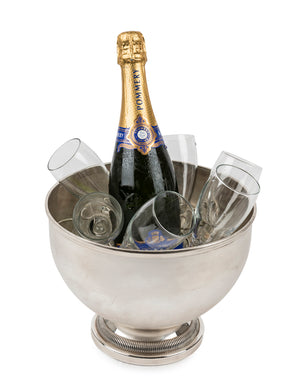 SOLD A silver -plated circular pedestal wine cooler, French Circa 1940