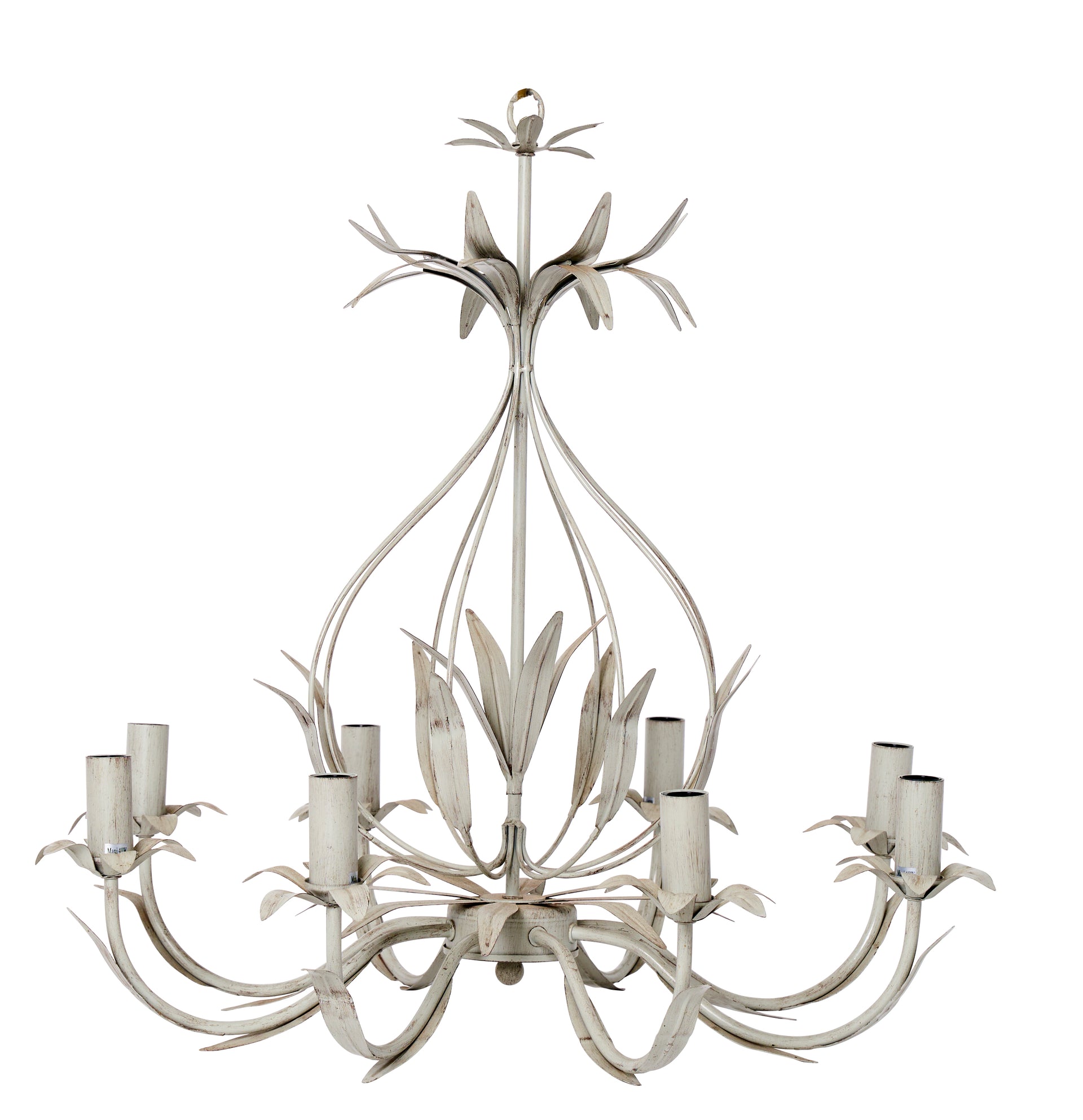SOLD A pale grey painted metal chandelier, French 20th Century