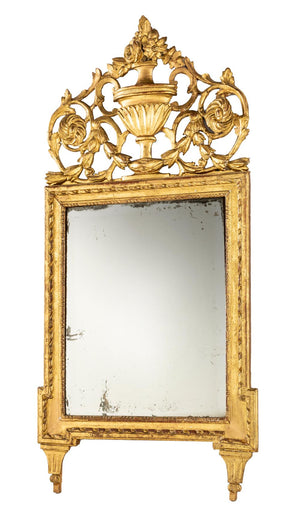 SOLD A beautifully carved Louis XVI period carved giltwood wall mirror, French circa 1770