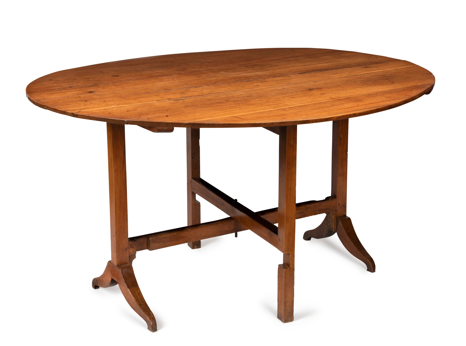 SOLD Provincial oval fruitwood Vignerons table, French late 18th, early 19th Century