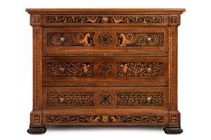 SOLD A very fine marquetry walnut straight-front commode, Italian Circa 1845