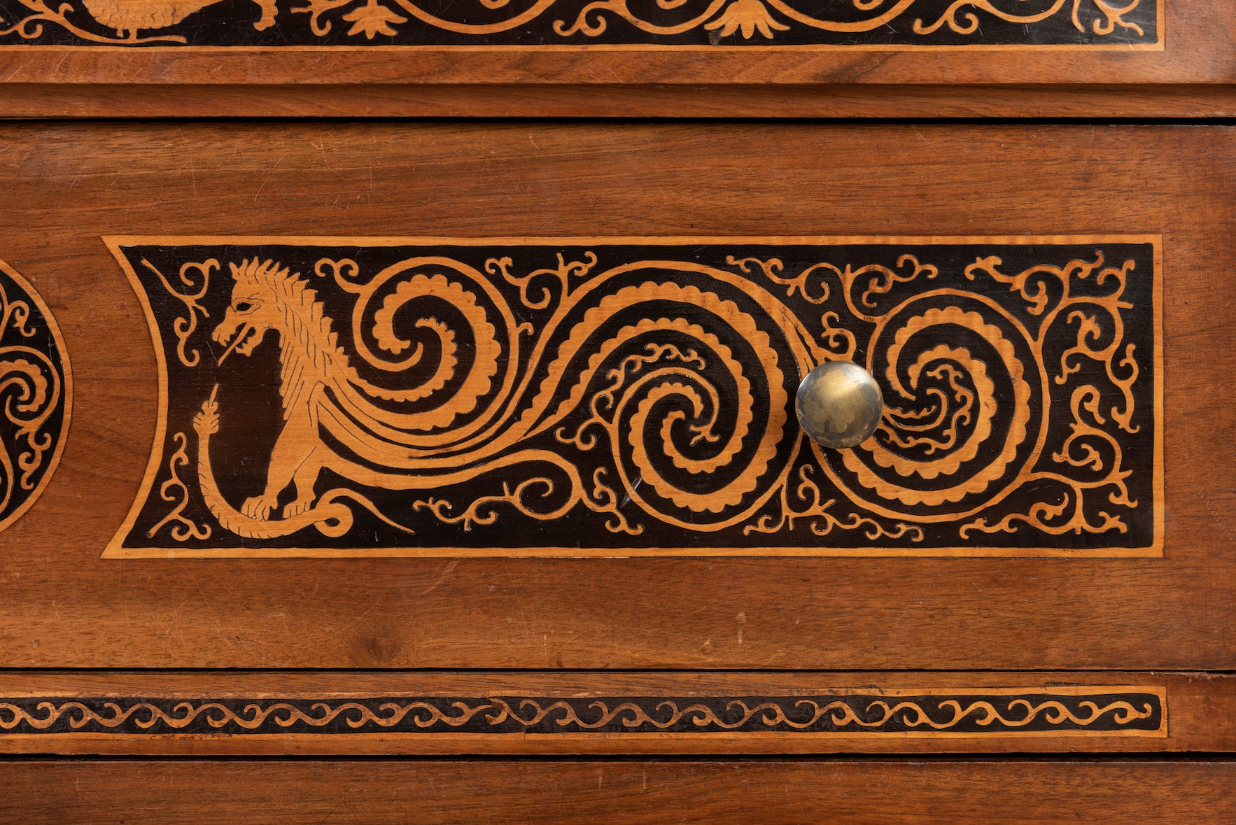 SOLD A very fine marquetry walnut straight-front commode, Italian Circa 1845