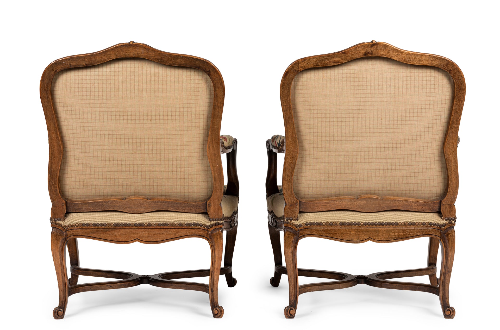SOLD A beautiful pair of Louis XVI style fauteuils with original needlework upholstery, French 19th Century