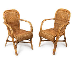 SOLD A pair of vintage French natural cane and bamboo verandah chairs