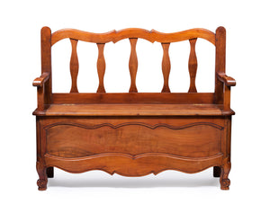 SOLD A vintage French cherrywood hall seat