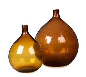 SOLD A selection of large amber glass demi-johns, French Circa 1900