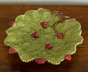 SOLD A pretty French vintage faience strawberry serving plate