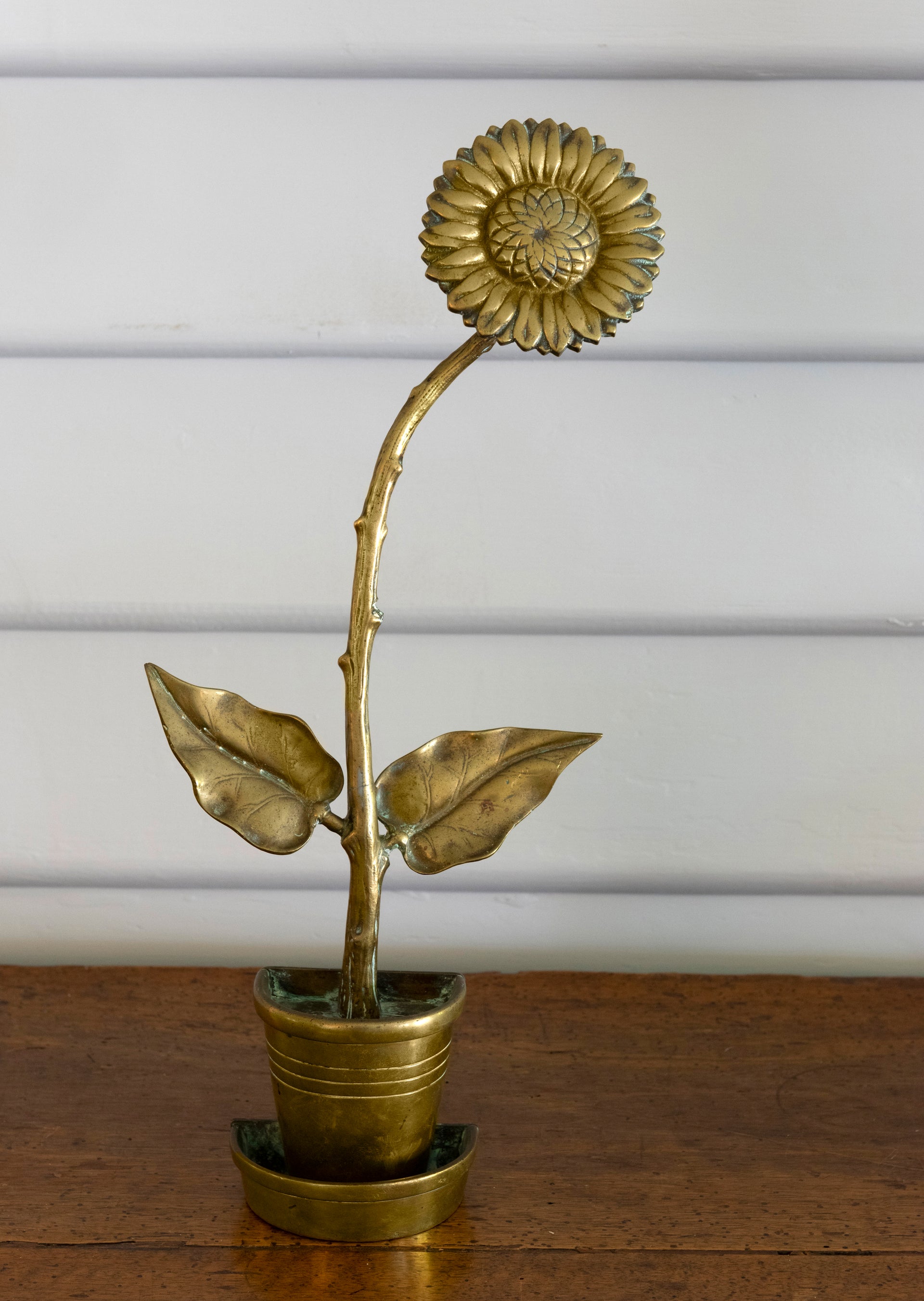 SOLD A charming French vintage brass sunflower doorstop