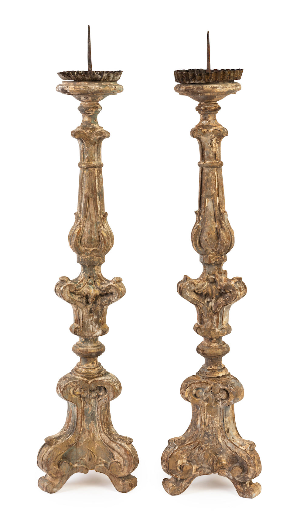 SOLD A pair of giltwood torchere candlesticks, Italian 18/19th Century