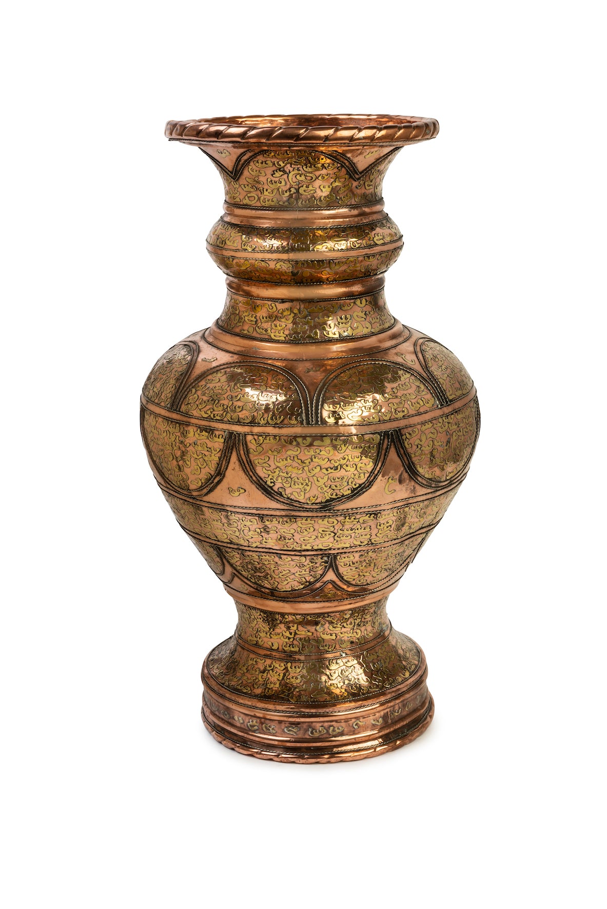 SOLD A fabulous large mixed-metal baluster shaped vase, Middle Eastern 19th Century