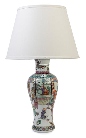 SOLD An overglazed enamel baluster vase lamp, Chinese, early 20th Century