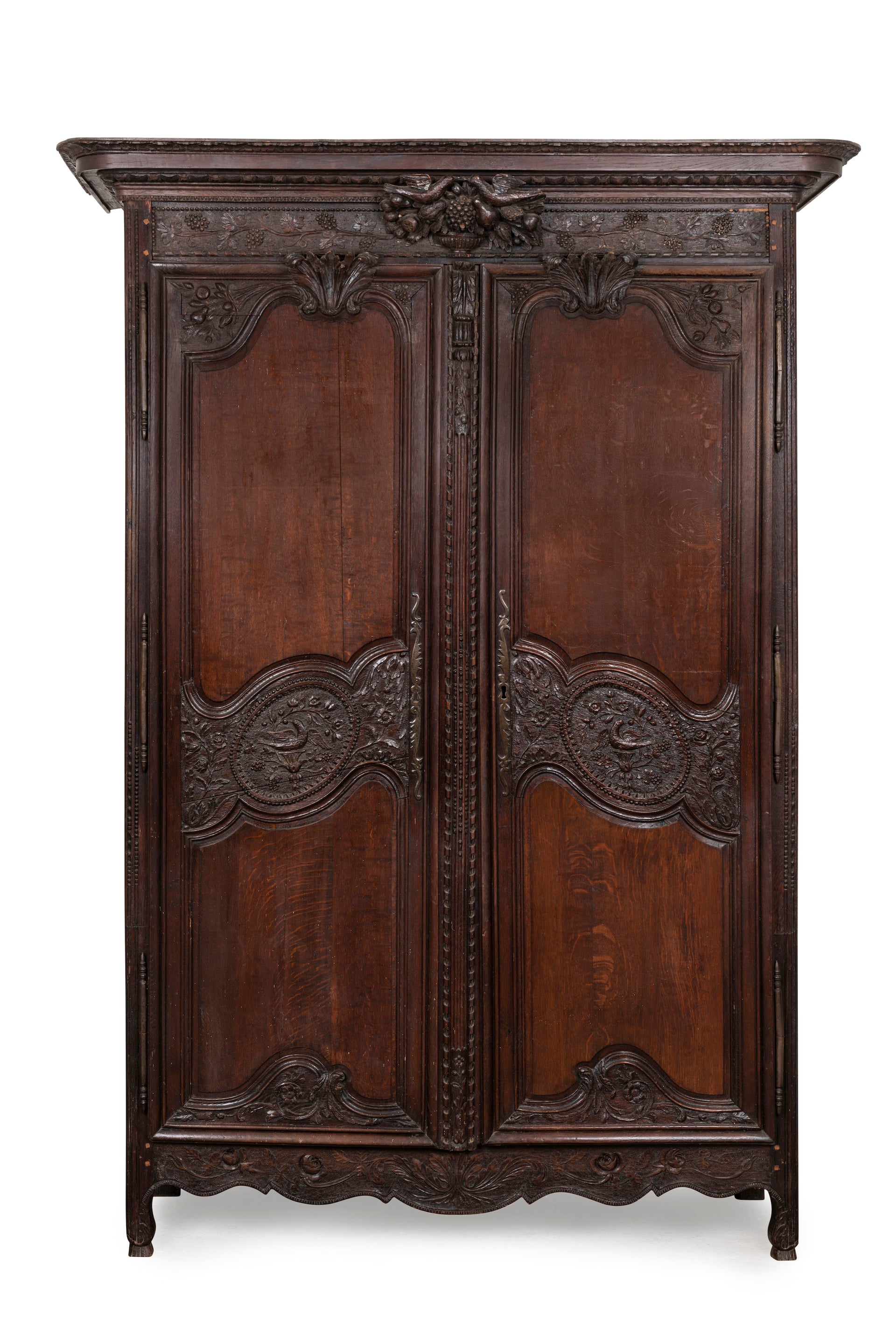 SOLD A beautifully carved dark oak Armoire Marriage, French early 19th Century