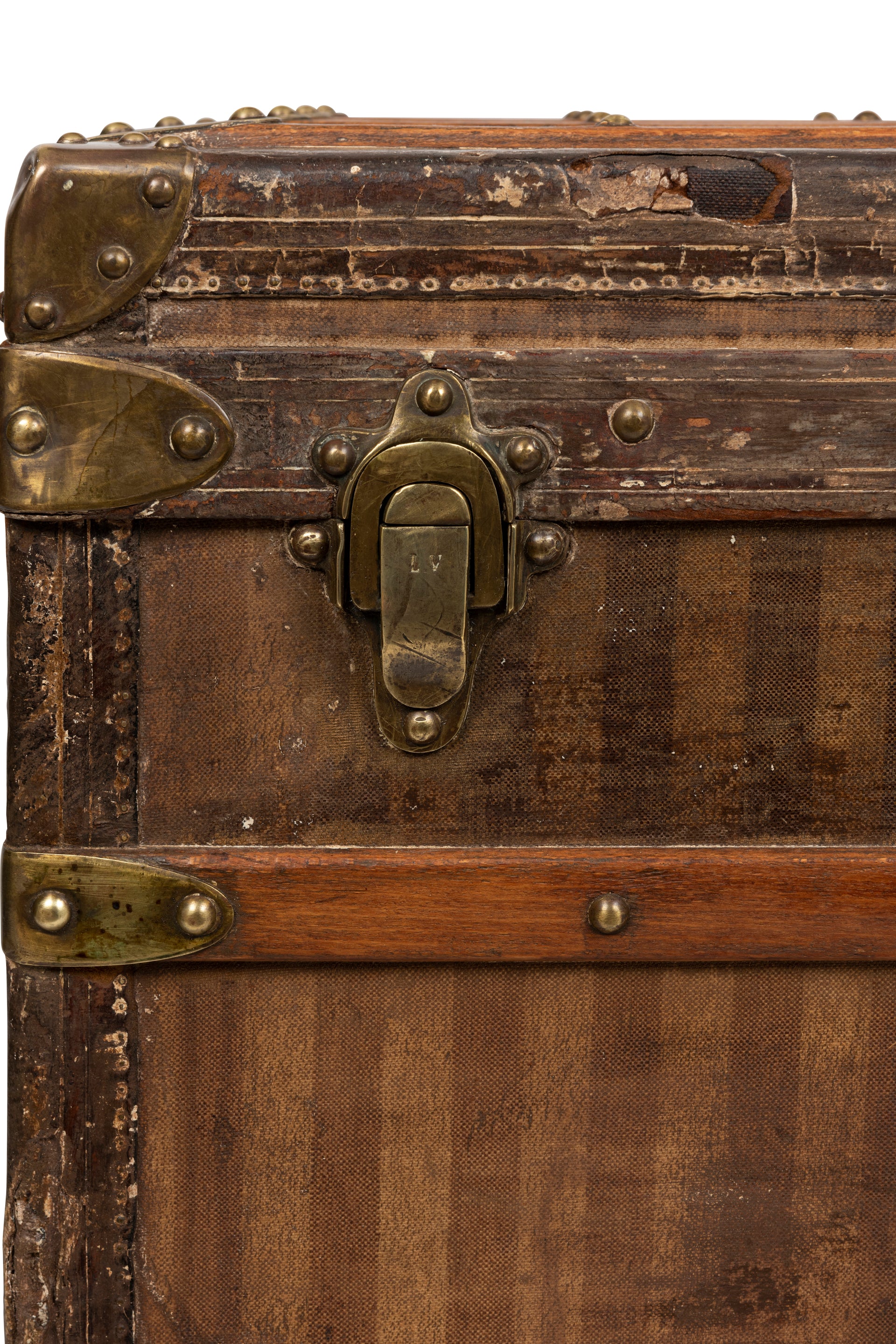 SOLD A large and rare steamer travel trunk, in striped canvas by Louis Vuitton, Paris. French Circa 1890