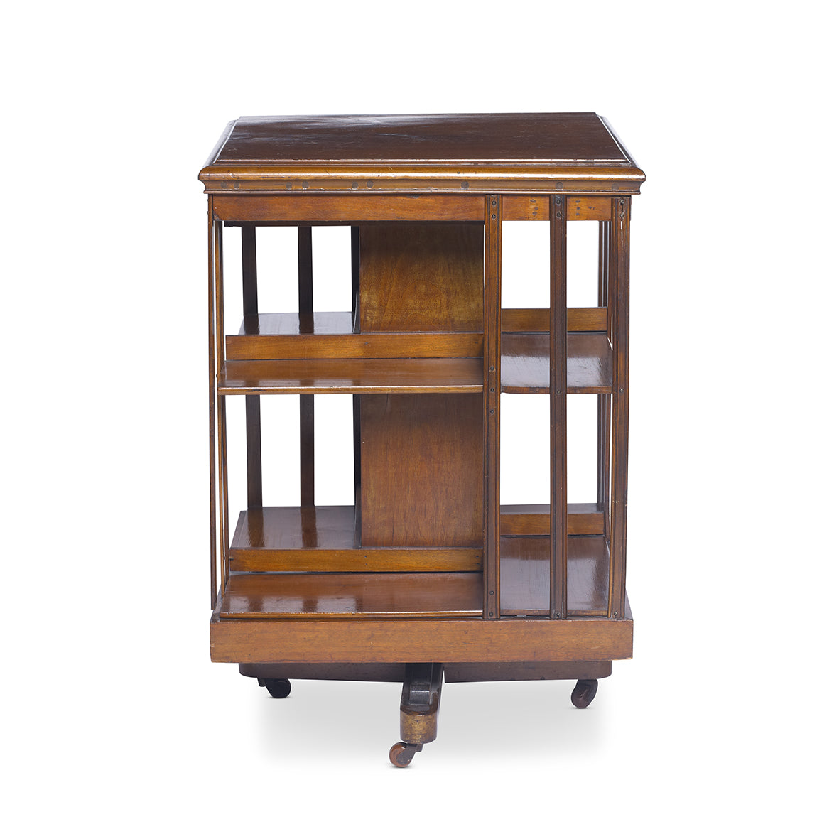 SOLD A very good quality Virginian-walnut two tier revolving bookcase, English Circa 1900