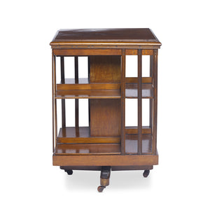 SOLD A very good quality Virginian-walnut two tier revolving bookcase, English Circa 1900