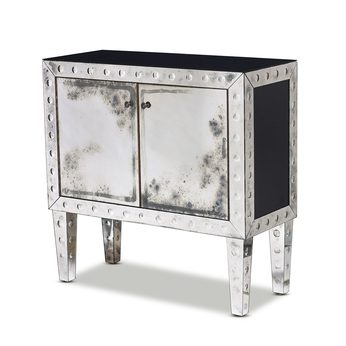 SOLD A fine quality mirrored and black glass etched cocktail cabinet, Italian Circa 1960