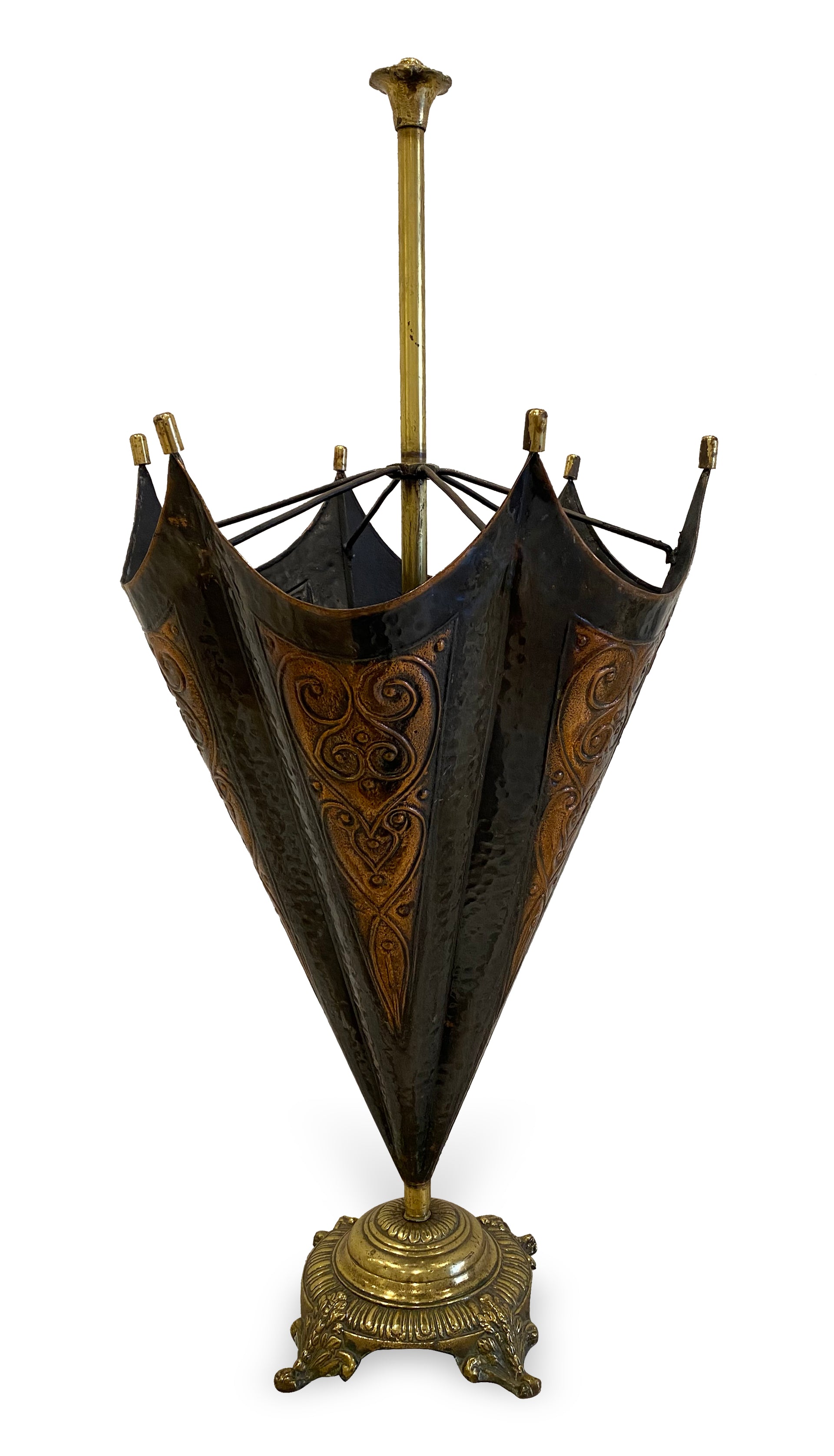 SOLD A stylish Art-Nouveau brass and copper umbrella stand, French Circa 1900