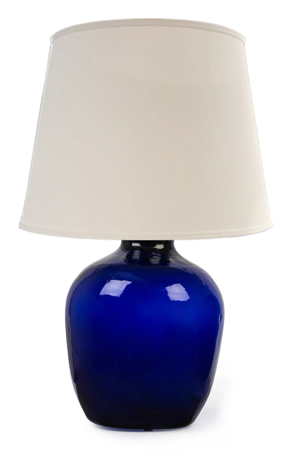 SOLD An impressive hand blown cobalt-blue bottle glass table lamp, French 19th Century