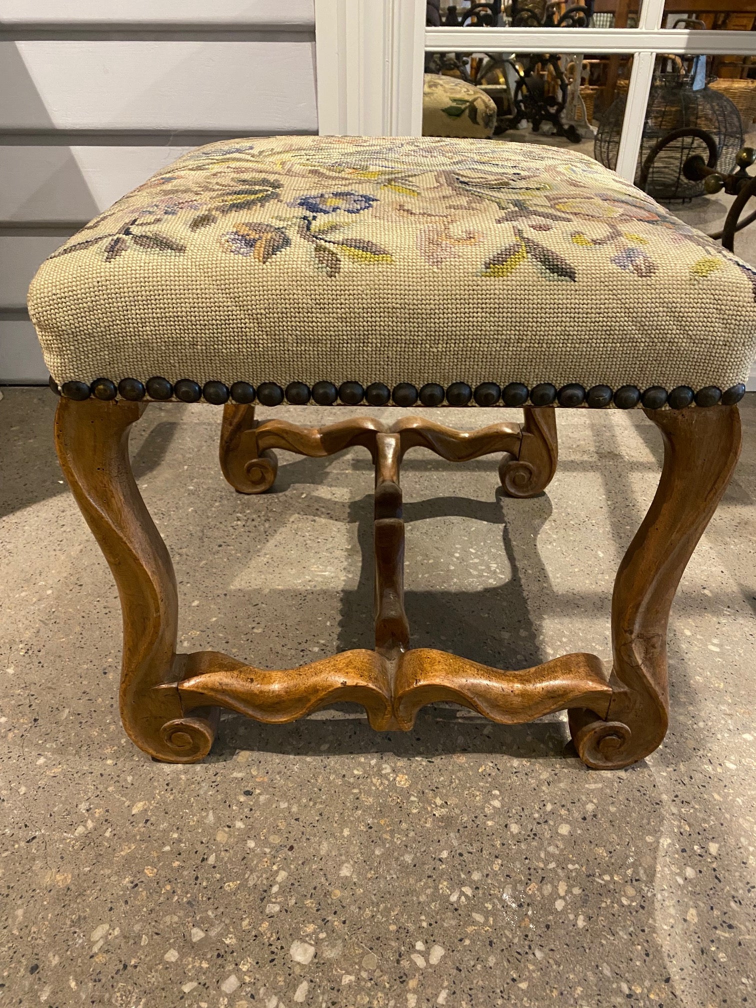 SOLD A pretty Louis XIV style fruitwood stool, French 19th century