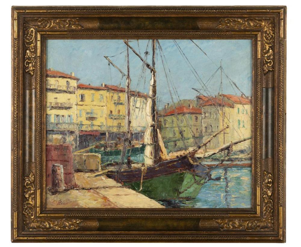 SOLD  P. Lesur (French School)  Port du Saint Tropez, Circa 1920