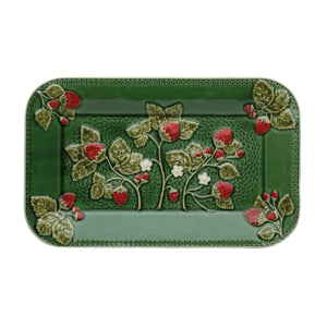 A rectangular strawberry platter by Bordallo Pinheiro, Portugal