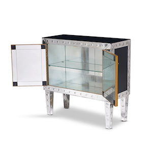 SOLD A fine quality mirrored and black glass etched cocktail cabinet, Italian Circa 1960