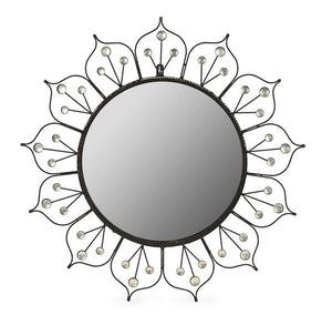 SOLD A pretty flowerhead design vintage wrought iron wall mirror, French Circa 1950