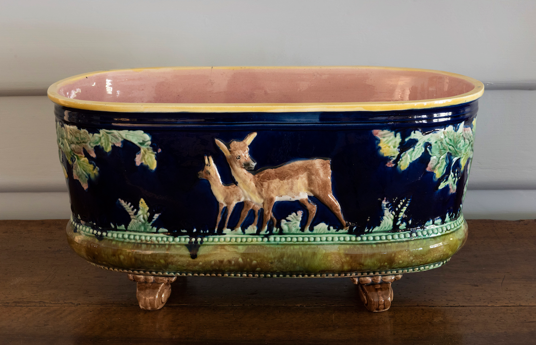 SOLD A charming Majolica oval jardinière or planter, French 19th Century