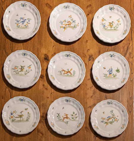 SOLD A beautiful faience dinner setting for 10 by Moustiers, France Circa 1900
