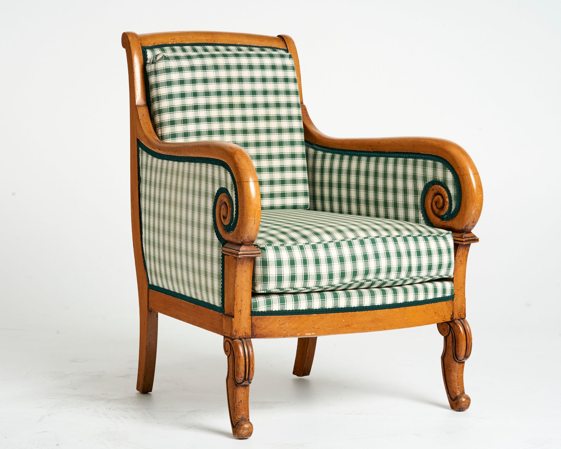 SOLD A stylish fruitwood scroll design armchair, French mid 19th Century